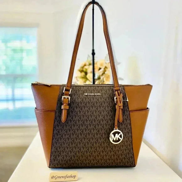 Michael Kors Charlotte Top Zip Tote shoulder bag brown - Picture 2 of 9